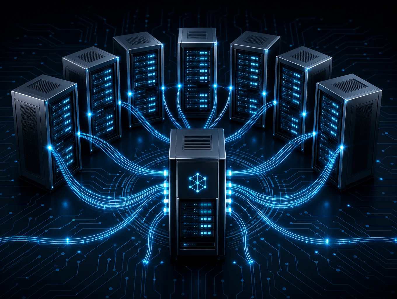 Strategic digital transformation overview showing modern infrastructure and data flow