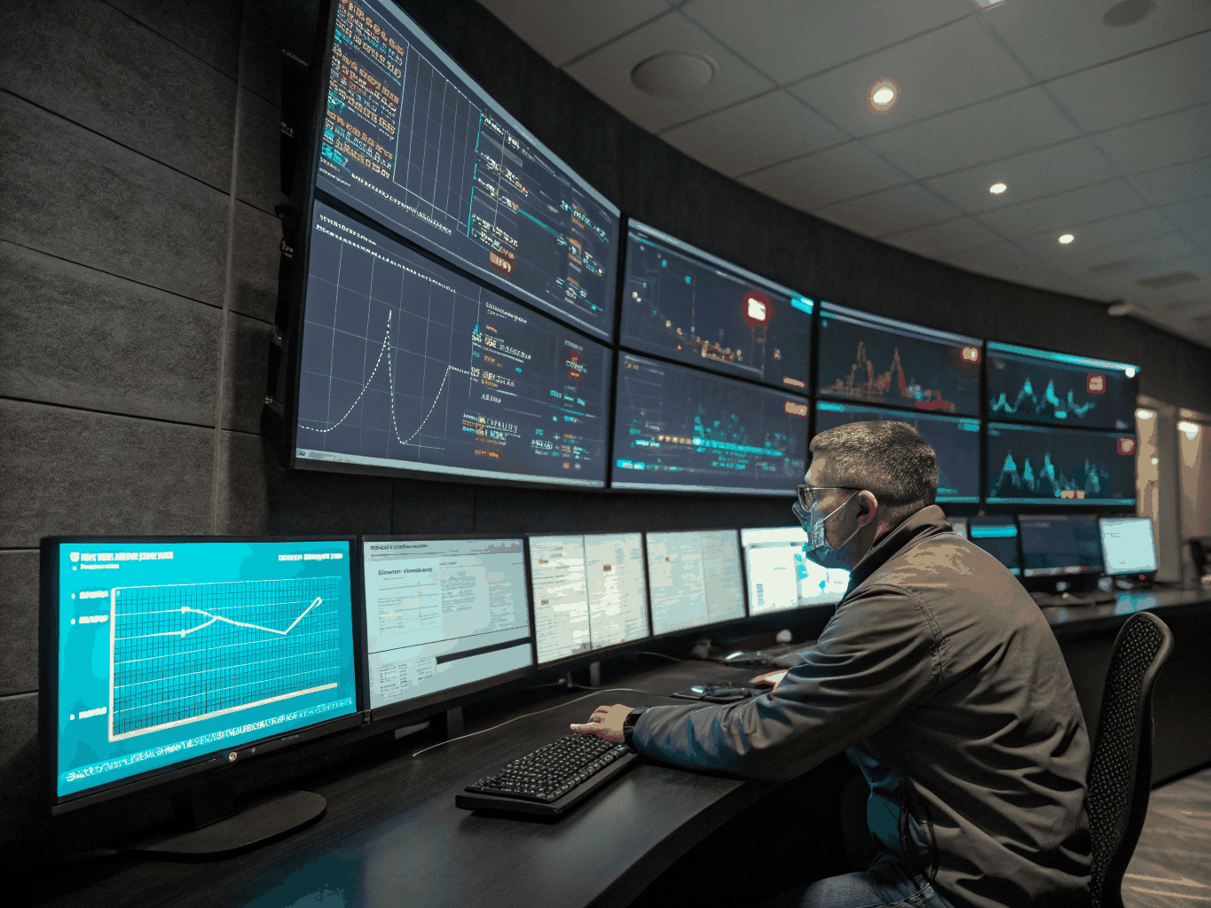 Cyber security threat monitoring dashboard showing real-time traffic analysis